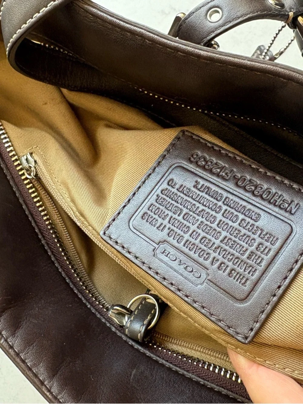 COACH Dark Brown Suede Shoulder Tote